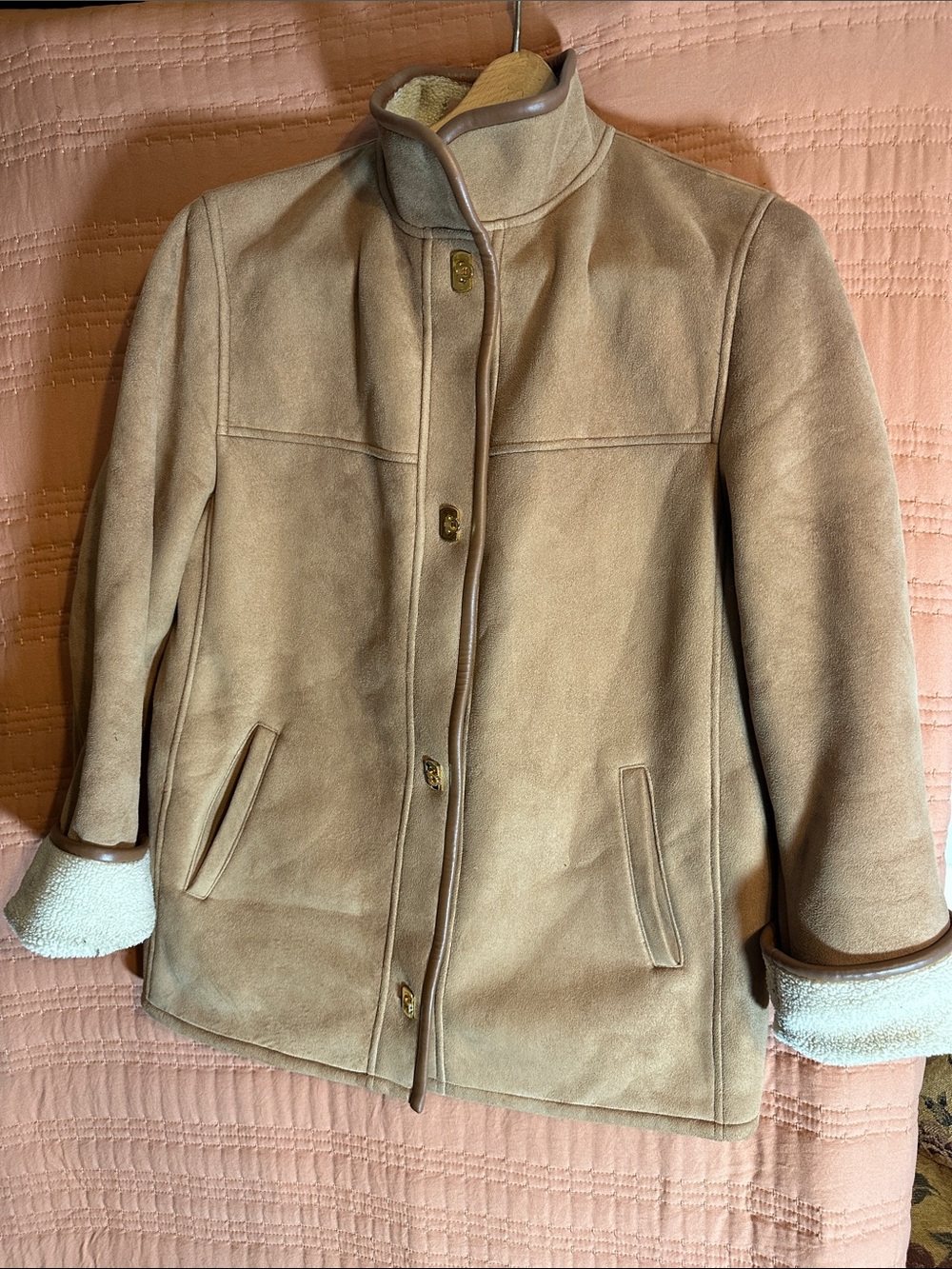 Gallery Taupe Teddy Jacket with Cream Trim